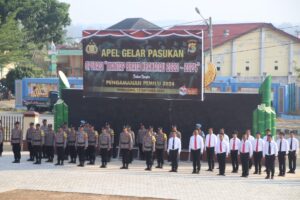 Polres Pringsewu Laksanakan Apel Gelar Pasukan Operasi Mantab Brata untuk Pengamanan Pemilu 2024