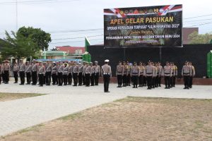 Amankan Nataru, Polres Pringsewu Laksanakan Gelar Pasukan Operasi Lilin 2023