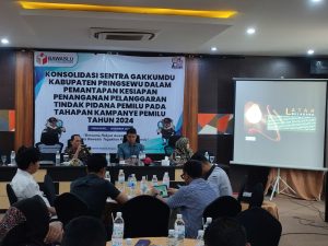 Polres Pringsewu Hadiri Rapat Konsolidasi Sentra Gakkumdu Penanganan Tindak Pidana Pemilu