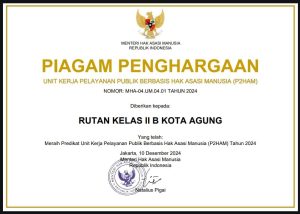 Rutan Kelas IIB Kota Agung Raih Predikat Satuan Kerja Pelayanan Publik Berbasis HAM