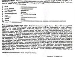 Modus Proyek..Oknum ST Mantan Sekda Prov. Lampung Diduga Tipu AA Kerugian Rp. 735 Juta