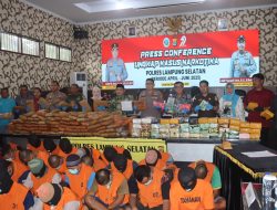 Polres Lamsel Ungkap 24 Kasus Narkoba, Sita 396 Kg Sabu dan Ganja