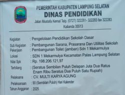 Sarat Kejanggalan!! Minimnya Pengawasan Dari Disdik Lamsel Proyek Pembangunan Jamban di SDN 1 Mekar Mulya Palas