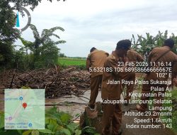 Jembatan Way Pisang di Palas Aji Ambruk Diterjang Sampah Banjir