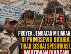 Proyek Jembatan Miliaran Di Pringsewu Diduga Tak Sesuai Spek, Wartawan Diintimidasi Oknum Bersenjata Gergaji