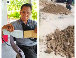 Warga Desa Suak Gotong Royong Timbun Jalan Rusak Secara Swadaya