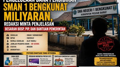 Pengelolaan Bantuan Dana Pendidikan Miliaran SMAN 1 Bengkunat Jadi Sorotan, Redaksi Minta Keterbukaan BOSP, PIP, dan Bantuan Pemerintah