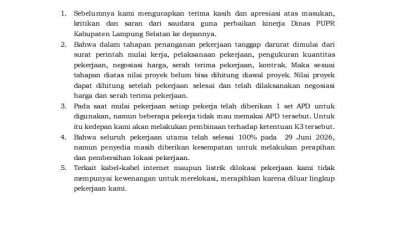 Pekerjaan Tanggap Darurat PU PR Lampung Selatan di Duga Terindikasi KKN.