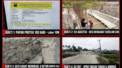 TERBONGKAR! Proyek Jembatan Fajar Bhakti Sragi Disorot, Besi Berkarat hingga Beton Kropos dan Oprit Ambrol, Dinas PU Diminta Buka Spek