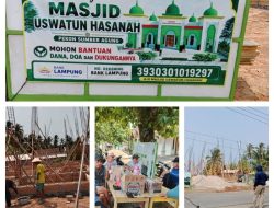 Warga Sumber Agung Ngambur Galang Donasi Pembangunan Masjid Uswatun Hasanah